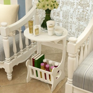 Mini <b>Round</b> <b>Table</b> With Bookshelf Space Saving Living Room Bedroom Side <b>Table</b> White - Product Image 4