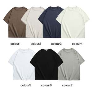 100% coton hommes T-shirts tissu tricoté uni de haute qualité avec personnalisé pour motif solide imprimé bouffant et Option de Logo - Product Image 2