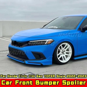<b>For</b> Honda Civic 11th Gen 2022-2023 Body Kit Front Bumper <b>Diffuser</b> Matte Black YOFER Style Front Bumper Splitter <b>Car</b> Accessories - Product Image 1