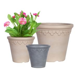 Cheap Customized Creative Elegant White Golden Pasu Bunga Plastik Planter Cement Large Resin Mold Plastic Flower Pots For Sale