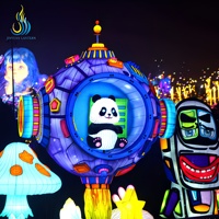 Lanterne de festival personnalisée en fer étanche avec LED, motif dinosaure mécanique Space Panda, pour parcs à thème