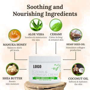 Crème hydratante pour l'eczéma et le psoriasis à marque privée, pour peaux sèches et irritées, avec du miel de Manuka, sans parfum - Product Image 2