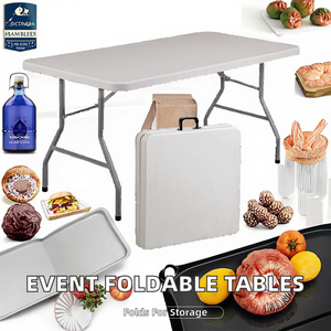 Table pliante d'extérieur portable personnalisée <span class=keywords><strong>de</strong></span> 6,8 pieds, en plastique blanc, design moderne pour événements et fêtes - Product Image 5