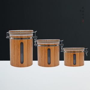 <b>Bamboo</b> Airtight Jar Wooden Lid Cylinder Shape Storage <b>Container</b> For Tea And Food Preservation - Product Image 3