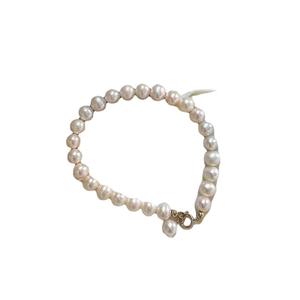 Antique Style Natural Freshwater Pearl <b>Bracelet</b> 5-6mm Round with High Gloss Slightly Flawed Domestic <b>Lucky</b> Charm Decoration - Product Image 5