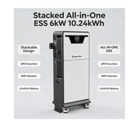 Système de stockage d'énergie hors réseau tout-en-un empilable 6 kW 10,24 kWh |   Système de stockage d'énergie hybride solaire domestique avec onduleur