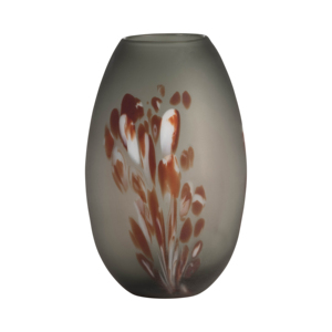 Vaso in Vetro Satinato con Dettagli Rossi Artistici, Vaso Decorativo per Fiori per Arredamento Soggiorno - Product Image 1