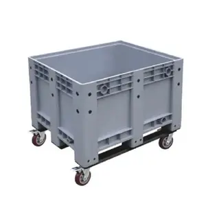 600 Lít Heavy Duty Stackable Lỏng Nhựa Pallet Box Container Với Bánh Xe Di Chuyển