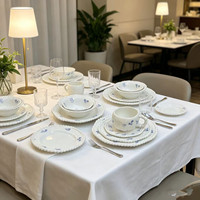 Assiette à dessert, tasse à café et soucoupe en céramique bleue unie gaufrée, bord perlé, style français mignon, résistant au micro-ondes, pour hôtels