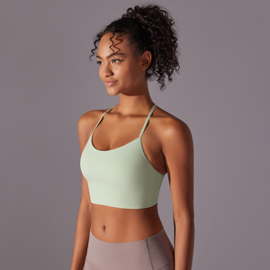 Women U Neck Thin Y <b>Back</b> Sports Bra Removable Padded Buttery Soft Stretch <b>Low</b> Impact Yoga Bra Running Athletic Crop <b>Top</b> OEM ODM - Product Image 5