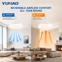 Ventilateur de plafond LED rétractable silencieux BLDC 36/42 pouces avec lumière, pour intérieur, maison, enfants, salon, chambre, réglable en intensité, fabrication OEM/ODM