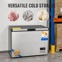 Congélateur coffre à économie d'énergie à refroidissement direct avec éclairage LED, panier métallique et roulettes pour le stockage alimentaire en cuisine