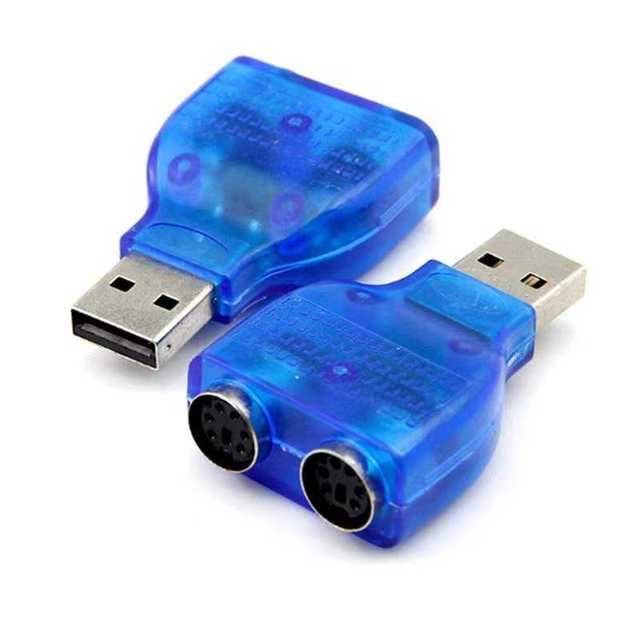 High Quality USB Male to 2 PS/2 Female Active Adapter T-splitter
