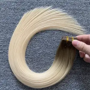 मानव बाल एक्सटेंशन में गर्म बिकने वाला 20 इंच ओम्ब्रे रंग का टेप भारतीय वर्जिन क्यूटिकल टेप इन एक्सटेंशन 100 मानव बाल