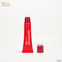Emballages de tubes souples de luxe rouges personnalisés en gros D19 10ml-25ml pour baumes à lèvres et gloss avec applicateurs en silicone