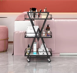 Chariot de Salon de Beauté Wss Beauty Nouveau Design à 3 Niveaux pour Pédicure, Spa et Onglerie, Chariot de Beauté Doré avec Roues Verrouillables - Product Image 2