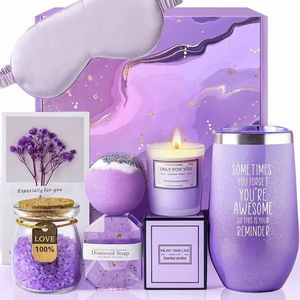 KAMI Regalo de Pascua, San Valentín, Navidad, Acción de Gracias para Maestros, Regalo de Regreso a Clases - Exclusivo Set de Cesta de Spa con Lavanda para Mujeres - Product Image 1