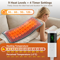 Tapis chauffant électrique intelligent 9 zones de chaleur et 4 minuteries en pierres de jade naturelles pour le corps entier, le cou, les épaules, le dos, soulagement de la douleur, tapis chauffant en peluche pour animaux de compagnie