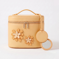LZ Personalize: Necessaire de Couro Genuíno, Estojo Organizador de Maquiagem com Espelho Ajustável e Compartimentos para Higiene Pessoal