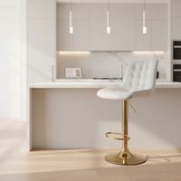 Chaise de bar moderne nordique pour salle à manger, mobilier d'appartement, tabouret de bar premium avec base en métal et repose-pieds