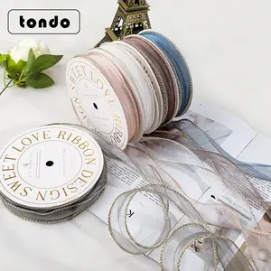 Tondo Mesh Ribbon Roll Box Wrapping Ribbon Wedding Decor Pink Organza Mesh Ribbon