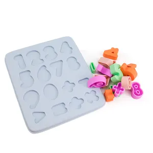 Makanan kelas kustom desain baru silikon 3D nomor anak-anak Bayi Balita mainan pendidikan