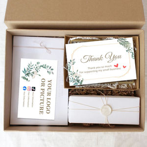 Carte de remerciement personnalisée écologique et recyclable pour entreprise/mariage/anniversaire avec logo estampé à chaud, carte de vœux en carton - Product Image 1