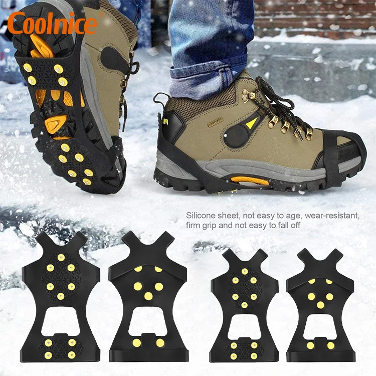 1 пара модных х 10 шпильки на нескользящей подошве ледяным скалам! Шпильке зимние комбинезоны для новорожденных, теплые противоскользящие зимние шипы Захваты бутсы поверх обуви Чехлы скоба