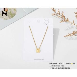 Collana con Ciondolo a Lettera Y in Acciaio Inossidabile Angelina, Placcata in Oro, Gioiello Unisex alla Moda, Idea Regalo - Product Image 4
