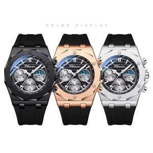 Reloj de Cuarzo Multifuncional CHENXI 968 para Hombre, con Tres Esferas, Seis Agujas, Calendario, Resistente al Agua, Correa de Silicona para Uso Diario - Product Image 6