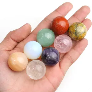 Hot sale wholesale 25mm natural rock polished gemstone beads Amethyst Rock Quartz jasper stone sphere crystal ball