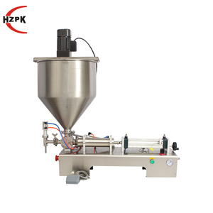 Machine de remplissage semi-automatique HZPK à tête unique pour liquides, bouteilles en plastique, cosmétiques, détergents, crèmes, miel, pâtes, pots en verre avec mélangeur - Product Image 1