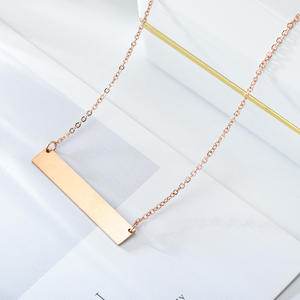 Customized <b>Horizontal</b> <b>Bar</b> Stainless Steel Pendant Necklace Gold Plated with Engraved Text for Parties - Product Image 5