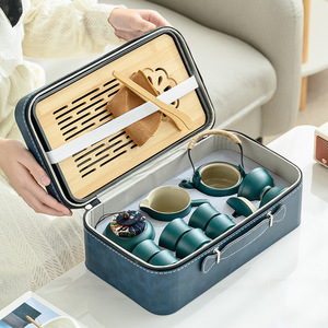 Portatile Vintage <span class=keywords><strong>giapponese</strong></span> Set vassoio da tè piccolo riutilizzabile in ceramica e metallo per viaggi all'aperto Design carino per uso domestico - Product Image 2