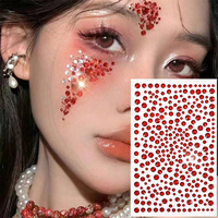 1 pièce Strass Rouge Autocollant en Cristal Adhésif Bijou DIY Scintillant Tendance pour Cheveux, Yeux et Corps
