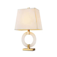 Lampe de table en marbre espagnol, lampe de bureau en albâtre couleur laiton pour la décoration intérieure ou la table de chevet d'hôtel, éclairage de table artisanal