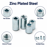 Entretoise ronde à filetage interne de haute précision, type écrou de barillet, avec douille hexagonale Torx, en acier zingué M2 M3 M4 M5 M6 M8