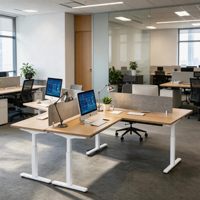 Bureau debout électrique intelligent à 3 pieds en forme de L, réglable en hauteur, cadre de bureau moderne pour ordinateur, mobilier de bureau, montage facile