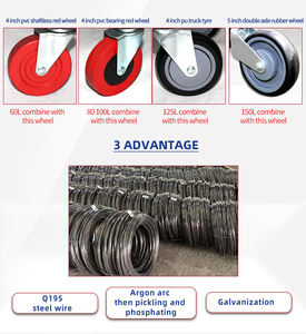 Chariots de courses en métal à pousser à la main, vente en gros d'usine, 4 roues - Product Image 3