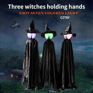 Set Completo di Tre <span class=keywords><strong>Streghe</strong></span> Luminose Colorate che si Tengono per Mano, Decorazione per un'Atmosfera Spettrale di Halloween, Bestseller Transfrontaliero - Product Image 1