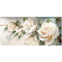 Peinture Diamant Imprimée en Gros DIY Fleur de Pivoine Blanche Décoration Maison 5D 90x45 Style Américain