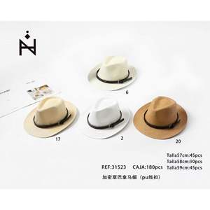 Sombrero Panamá de Paja con Hebilla de PU 57 58 59 cm para Hombre y Mujer, Uso en Exteriores de Verano - Product Image 1