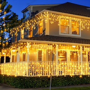 Guirlandes lumineuses LED avec 8 modes IP44 pour Noël, mariage, fête, famille, rideau, lumières en forme de glaçons - Product Image 4