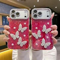 Étui de téléphone portable en forme de papillon perlé pour iPhone 16, entièrement enveloppé, design de luxe pour femmes, coque de téléphone pour iPhone 17 15 14 Plus