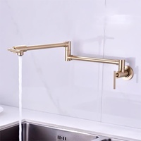 Robinet de cuisine pliable Kaiping Gold avec cartouche céramique, finition brossée, eau froide uniquement, montage mural