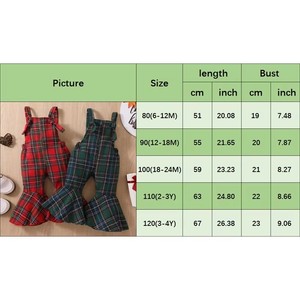 Jumpsuit celana flanel bayi perempuan, celana flanel Natal kotak-kotak hijau merah Vintage keseluruhan Suspender Natal Anak perempuan 0-4 tahun - Product Image 6