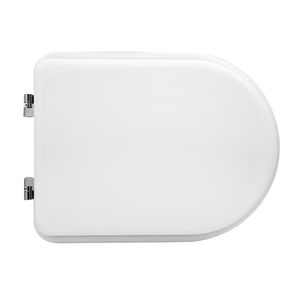 Asiento de inodoro para Cesame Sintesi Form 6, blanco, con bisagras pasantes, 43 cm de largo, 34.5 cm de ancho - Product Image 1