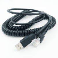 Câble de données pour scanner de codes-barres USB vers RJ50 5 fils en cuivre nu noir, longueur max. 2,8 m