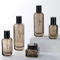Bouteille d'Emballage Cosmétique en Verre Plat Dégradé Or Gris Givre Mat Blanc 50g 30ml 50ml 100ml 120ml