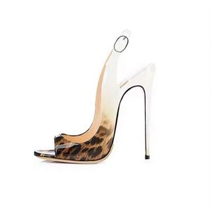 Chaussures pour femmes en cuir verni sexy de créateur, escarpins à talons hauts pour le bureau, sandales à talons aiguilles à bout ouvert pour femmes - Product Image 2